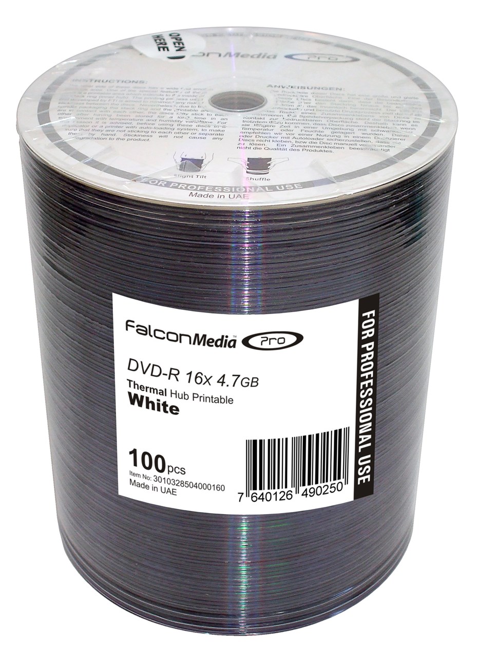 Image de DVD vierges Falcon Media FTI, retransfert thermique blancs 4,7 GB,8x
