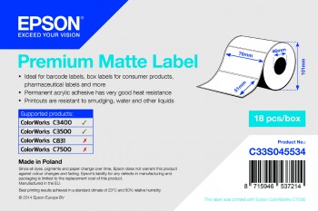 Billede af Premium Matte Label - udstanset rulle: 76 mm x 51 mm, 650 labels