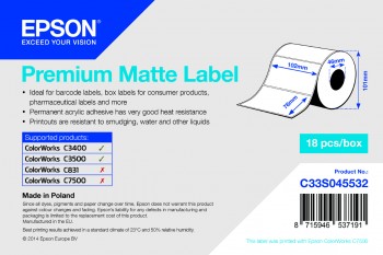 Billede af Premium Matte Label - udstanset rulle: 102 mm x 76 mm, 440 etiketter