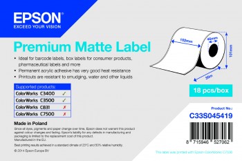 Premium Mat Etiket Sürekli Rulo, 102 mm x 35 m resmi