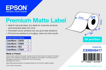 Picture of Premium matt etikett kontinuerlig rulle, 51 mm x 35 m