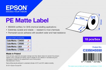Picture of PE matt etikett - Stansad rulle: 76mm x 51mm, 535 etiketter