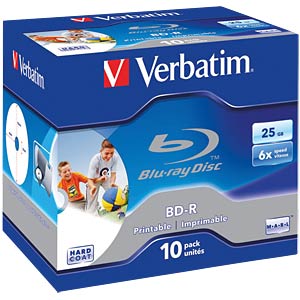 Verbatim üres Blu-ray BD-R, 25GB 6x, tintasugaras nyomtatható, fehér képe