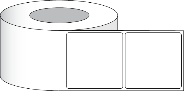Kuva Paperin kiiltävä tarra 4x4" (10,16 x 10,16 cm) 625 tarraa rullassa 3 "ydin".
