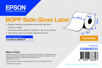 Billede af BOPP Satin Gloss Label - Kontinuerlig rulle 203 mm x 68 m