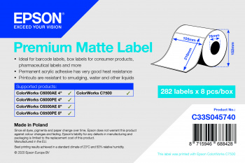 εικόνα του Ετικέτα Premium Matte - ρολό κοπής: 105mm x 210mm