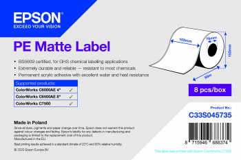 Billede af PE Matte Label - Kontinuerlig rulle: 102 mm x 55 m