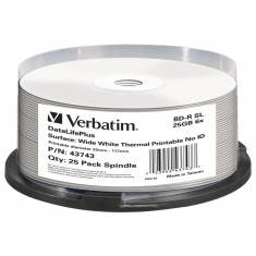 Kuva Blu-ray tyhjä Verbatim 25GB (6x) BluRay Disc Thermopainettava (25)
