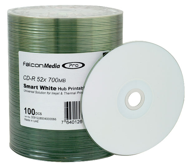 تصویر  أقراص CD فارغة Falcon Media FTI نافثة للحبر بيضاء ,80 دقيقة. / 700MB ، 52X