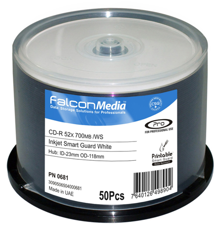 Billede af CD-R Falcon Media FTI SMART GUARD Inkjet Hvid 